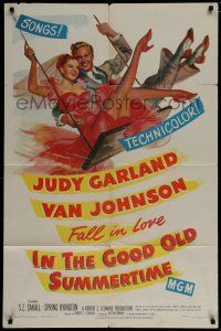7p406 IN THE GOOD OLD SUMMERTIME 1sh '49 wonderful artwork of Judy Garland & Van Johnson swinging!
