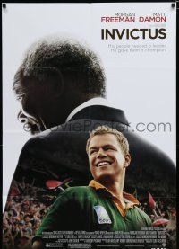 7p422 INVICTUS advance DS 1sh '09 Morgan Freeman as Nelson Mandela, Matt Damon, rugby!