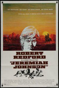 7p433 JEREMIAH JOHNSON style B 1sh '72 cool image of Robert Redford, directed by Sydney Pollack!
