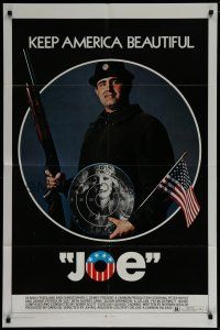 7p436 JOE 1sh '70 Peter Boyle w/shotgun, American flag, and hippie target, drugs!