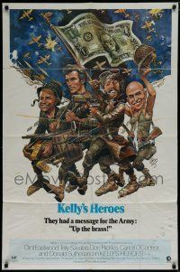 7p444 KELLY'S HEROES 1sh '70 Eastwood, Savalas, Sutherland, Jack Davis Spirit of '76 art!