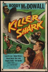 7p447 KILLER SHARK 1sh '50 Roddy McDowall, directed by Budd Boetticher, cool art!