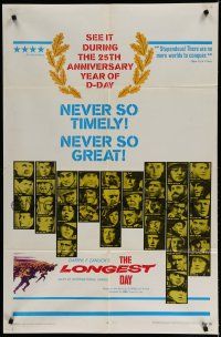 7p498 LONGEST DAY 1sh R69 Zanuck's World War II D-Day movie with 42 international stars!
