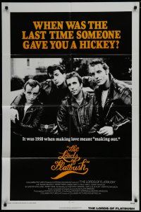 7p501 LORDS OF FLATBUSH int'l 1sh '74 portrait of Fonzie, Rocky, & Perry as greasers in leather!