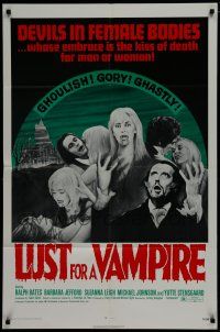7p510 LUST FOR A VAMPIRE 1sh '71 wacky sexy devils in female bodies with the kiss of death!