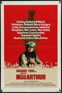 7p513 MacARTHUR 1sh '77 daring, brilliant, stubborn World War II Rebel General Gregory Peck!