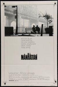 7p524 MANHATTAN style B 1sh '79 classic image of Woody Allen & Diane Keaton by bridge!