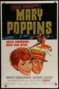 7p529 MARY POPPINS style A 1sh R73 Julie Andrews & Dick Van Dyke in Walt Disney's musical classic!