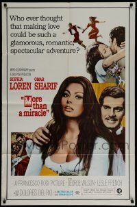 7p554 MORE THAN A MIRACLE 1sh '67 great image of sexy Sophia Loren & Omar Sharif!