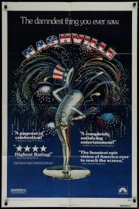 7p562 NASHVILLE 1sh '75 Robert Altman, cool patriotic sexy microphone artwork!