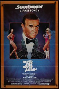 7p568 NEVER SAY NEVER AGAIN 1sh '83 art of Sean Connery as James Bond 007 by Rudy Obrero!