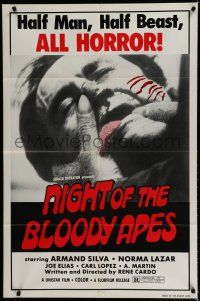7p579 NIGHT OF THE BLOODY APES 1sh '72 La Horripilante bestia humana, Mexican Cardona horror!