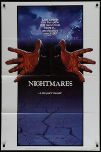 7p585 NIGHTMARES 1sh '83 cool sci-fi horror art of faceless man reaching forward!