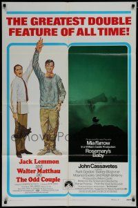 7p594 ODD COUPLE/ROSEMARY'S BABY 1sh '69 the greatest and oddest double feature of all time!