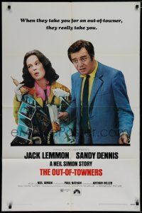 7p620 OUT-OF-TOWNERS 1sh '70 Jack Lemmon, Sandy Dennis, written by Neil Simon!