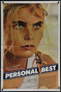 7p636 PERSONAL BEST 1sh '82 great close-up of athletic determined Mariel Hemingway!