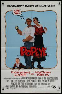 7p653 POPEYE 1sh '80 Robert Altman, Robin Williams & Shelley Duvall as E.C. Segar's characters!