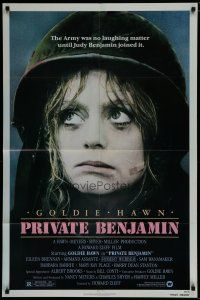 7p670 PRIVATE BENJAMIN 1sh '80 funny image of depressed soldier Goldie Hawn!