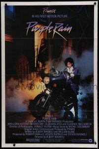 7p677 PURPLE RAIN int'l 1sh '84 Prince riding motorcycle, in his first motion picture!
