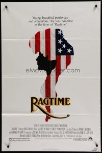 7p683 RAGTIME 1sh '81 James Cagney, Pat O'Brien, cool patriotic American flag art!