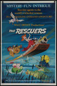 7p692 RESCUERS 1sh '77 Disney mouse mystery adventure cartoon from depths of Devil's Bayou!