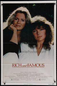 7p699 RICH & FAMOUS 1sh '81 great portrait image of Jacqueline Bisset & Candice Bergen!
