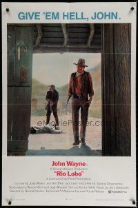 7p703 RIO LOBO 1sh '71 Howard Hawks, Give 'em Hell, John Wayne, great cowboy image!