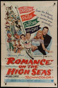 7p712 ROMANCE ON THE HIGH SEAS 1sh '48 1st Doris Day, Jack Carson, Don DeFore, Janis Paige!