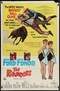 7p716 ROUNDERS 1sh '65 Glenn Ford, Henry Fonda, sexy Sue Ane Langdon & Hope Holiday!