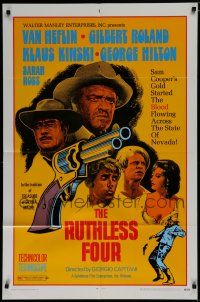 7p720 RUTHLESS FOUR 1sh '69 Van Heflin, Gilbert Roland, Klaus Kinski, spaghetti western!