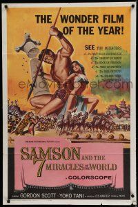 7p723 SAMSON & THE 7 MIRACLES OF THE WORLD 1sh '62 Maciste Alla Corte Del Gran Khan, sexy art!