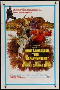 7p729 SCALPHUNTERS 1sh '68 great art of Burt Lancaster & Ossie Davis fighting in mud!