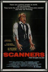 7p731 SCANNERS 1sh '81 David Cronenberg, in 20 seconds your head explodes!