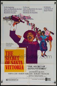 7p736 SECRET OF SANTA VITTORIA 1sh '69 Anthony Quinn, Virna Lisi, cool Bob Peak artwork!