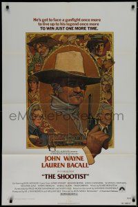 7p756 SHOOTIST 1sh '76 best Richard Amsel artwork of cowboy John Wayne & cast!