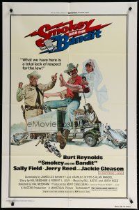7p772 SMOKEY & THE BANDIT 1sh '77 art of Burt Reynolds, Sally Field & Jackie Gleason by Solie