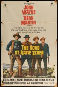 7p781 SONS OF KATIE ELDER 1sh '65 line up of John Wayne, Dean Martin & more + Martha Hyer!
