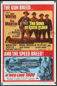 7p782 SONS OF KATIE ELDER/RED LINE 7000 1sh '68 John Wayne, gun breed... and speed breed!