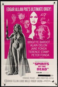 7p792 SPIRITS OF THE DEAD 1sh '69 Federico Fellini, Reynold Brown artwork of sexy Jane Fonda!