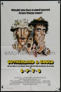 7p796 SPYS 1sh '74 wacky cartoon art of Elliott Gould & Donald Sutherland!
