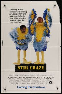 7p819 STIR CRAZY advance 1sh'80 Gene Wilder & Richard Pryor in chicken suits,Sidney Poitier directed