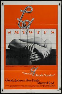 7p830 SUNDAY BLOODY SUNDAY 1sh '71 directed by John Schlesinger, Glenda Jackson, Peter Finch!