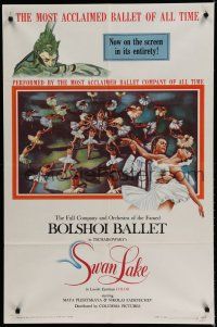 7p835 SWAN LAKE 1sh '60 Tschaikowsky, Russian Bolshoi Ballet musical, great image of dancers!