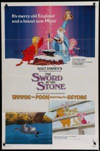 7p838 SWORD IN THE STONE/WINNIE POOH & A DAY FOR EEYORE 1sh '83 Disney cartoon double-bill!