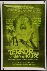 7p859 TERROR FROM UNDER THE HOUSE 1sh '76 if you look in the basement, be ready to SCREAM!