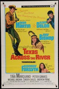 7p861 TEXAS ACROSS THE RIVER 1sh '66 cowboy Dean Martin, Alain Delon & Indian Joey Bishop!
