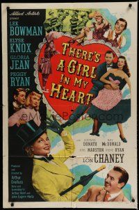 7p865 THERE'S A GIRL IN MY HEART 1sh '49 Elyse Knox, Gloria Jean, Peggy Ryan, Lon Chaney Jr.!