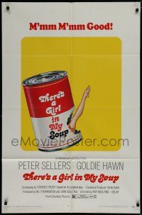 7p866 THERE'S A GIRL IN MY SOUP 1sh '71 art of Peter Sellers, sexy Goldie Hawn!