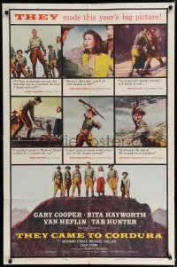 7p868 THEY CAME TO CORDURA 1sh '59 Gary Cooper, Rita Hayworth, Tab Hunter, Van Heflin!