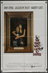 7p869 THIEF WHO CAME TO DINNER style B 1sh '73 Amsel art of Ryan O'Neal, Jacqueline Bisset!